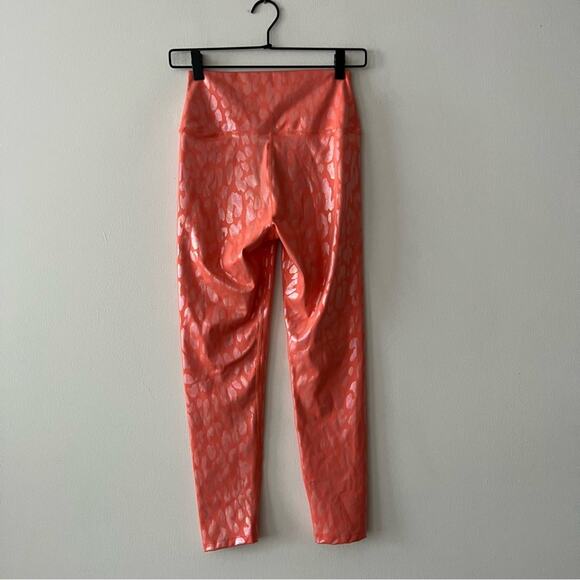 Carbon38 Metallic High Rise 7/8 Leggings in Leopard Print Orange - Picture 5 of 9